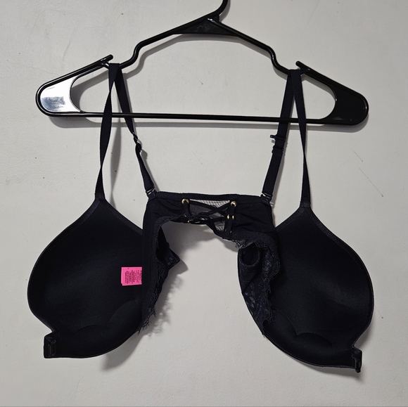 La SENZA Body Kiss Plunge Bra 38C black lace w corset front close up2cups up2cup - Picture 8 of 14